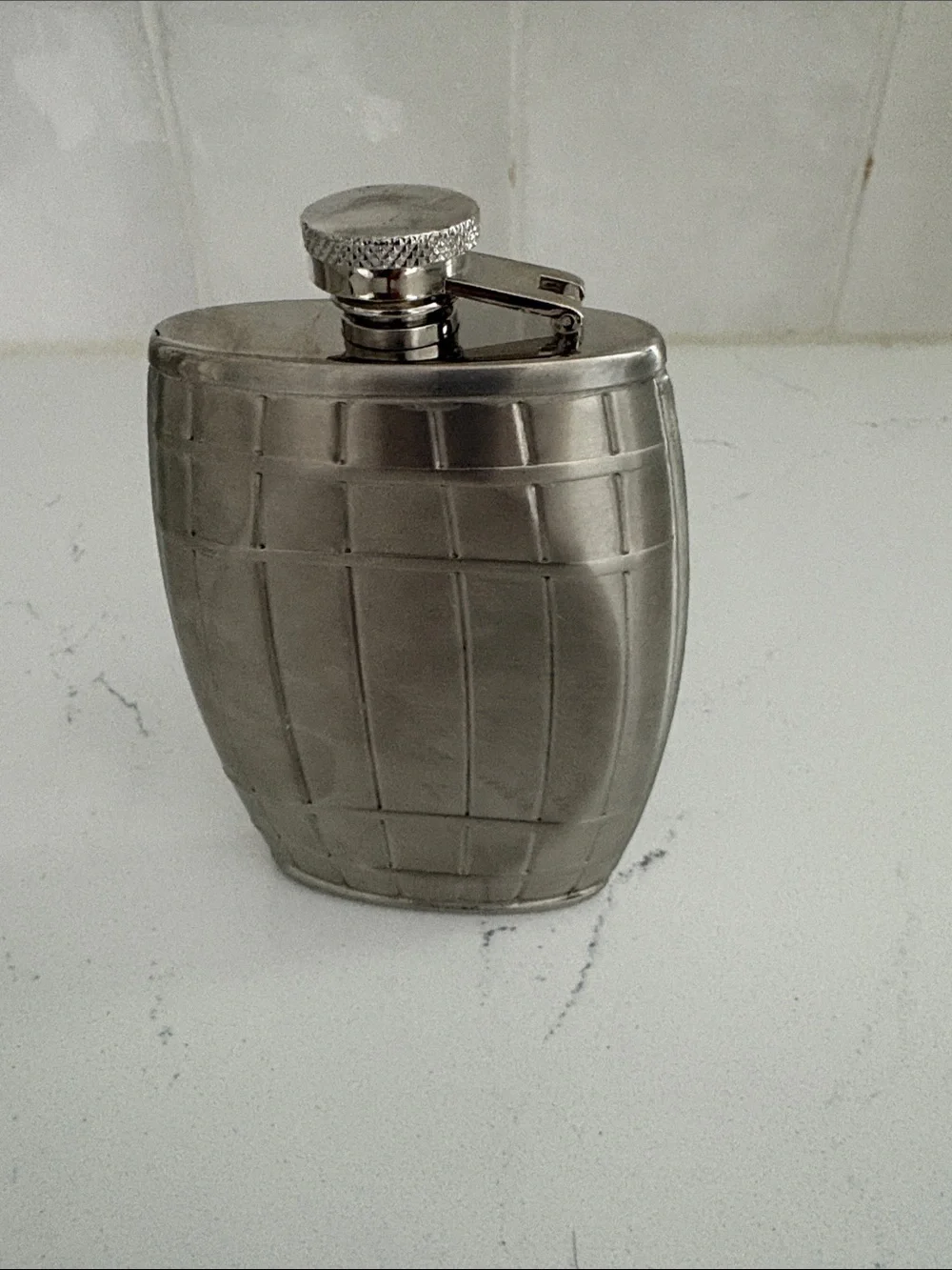 Jack Daniels Silver Barrel-Shaped Flask
